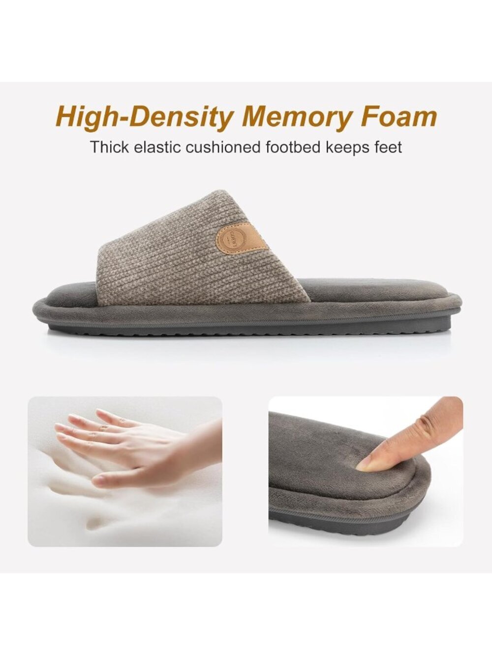 Men's Grey Cozy Memory Foam Slippers Indoor Outdoor Slip On House Shoes - Picture 5 of 6